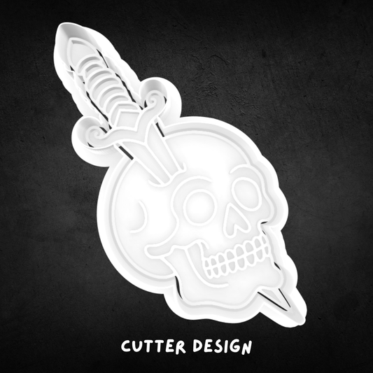 Halloween Skull with Dagger Cookie Cutter and Stamp