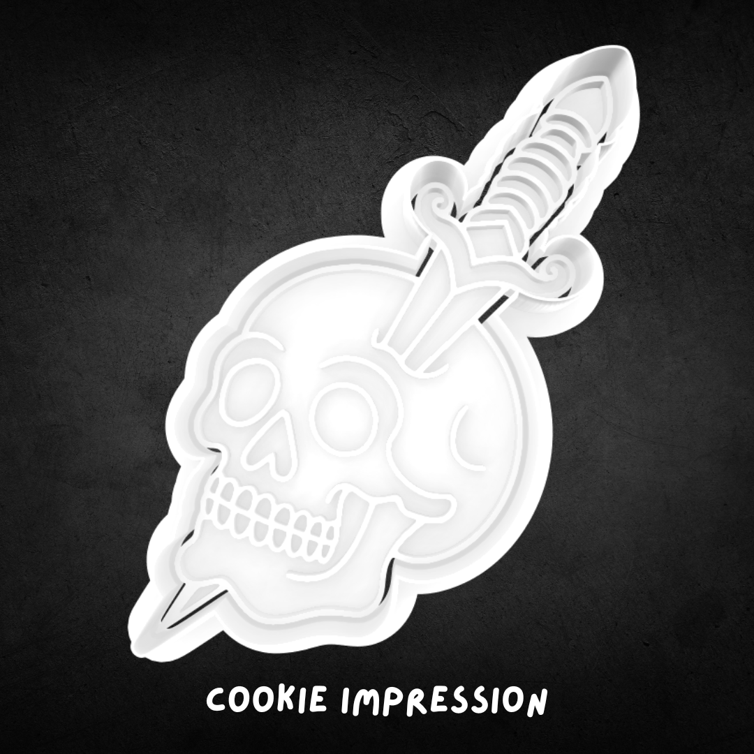 Halloween Skull with Dagger Cookie Cutter and Stamp