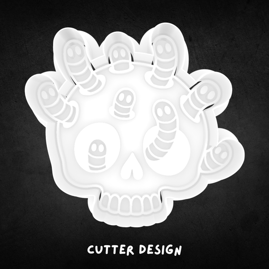 Halloween Skull with Worms Cookie Cutter and Stamp