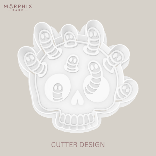 Skull with Worms Cookie Cutter and Stamp