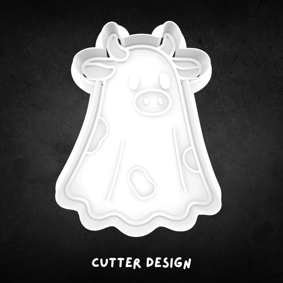Spooky Ghost Cow Cookie Cutter and Stamp