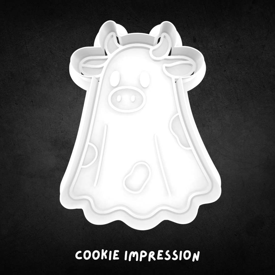 Spooky Ghost Cow Cookie Cutter and Stamp
