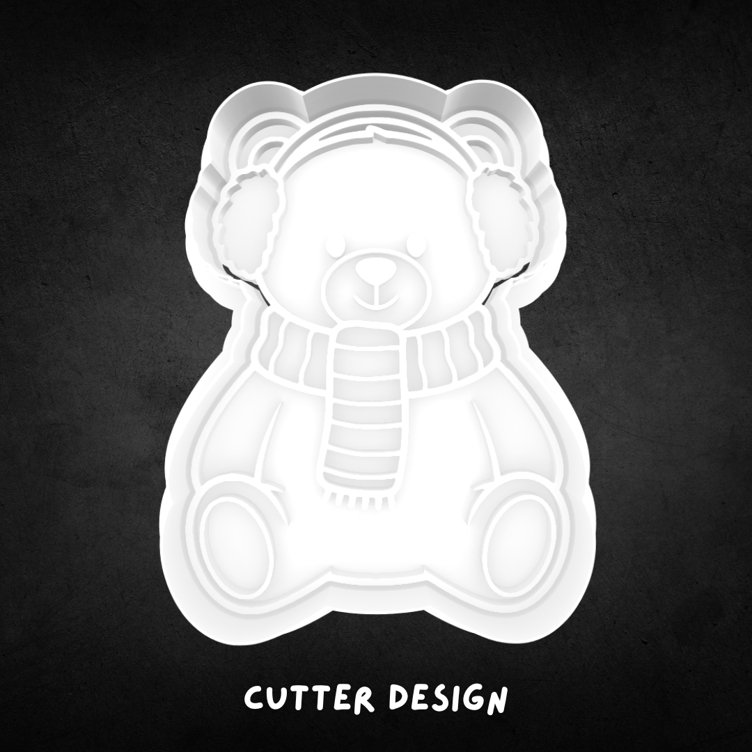Winter Teddy Cookie Cutter and Stamp