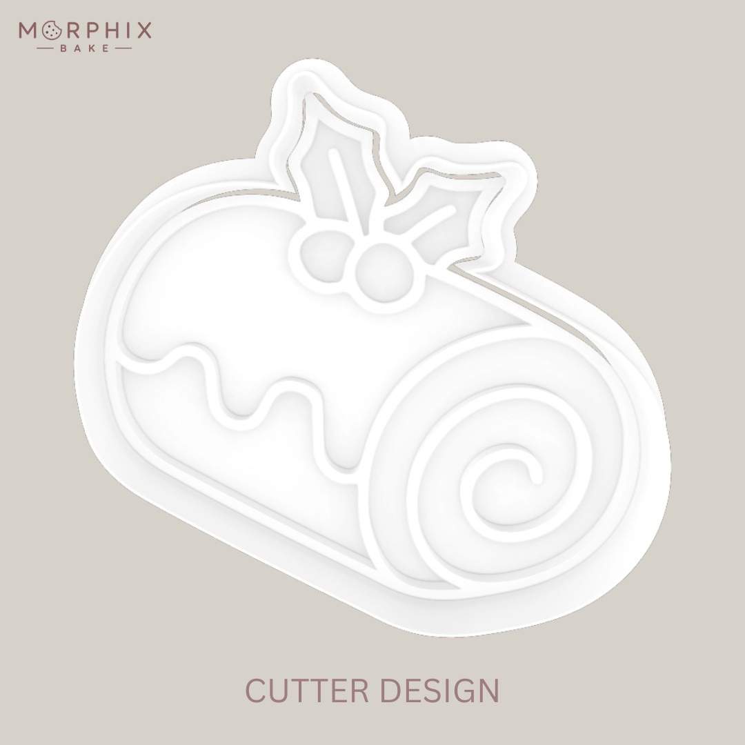 Yule Log Cookie Cutter and Stamp
